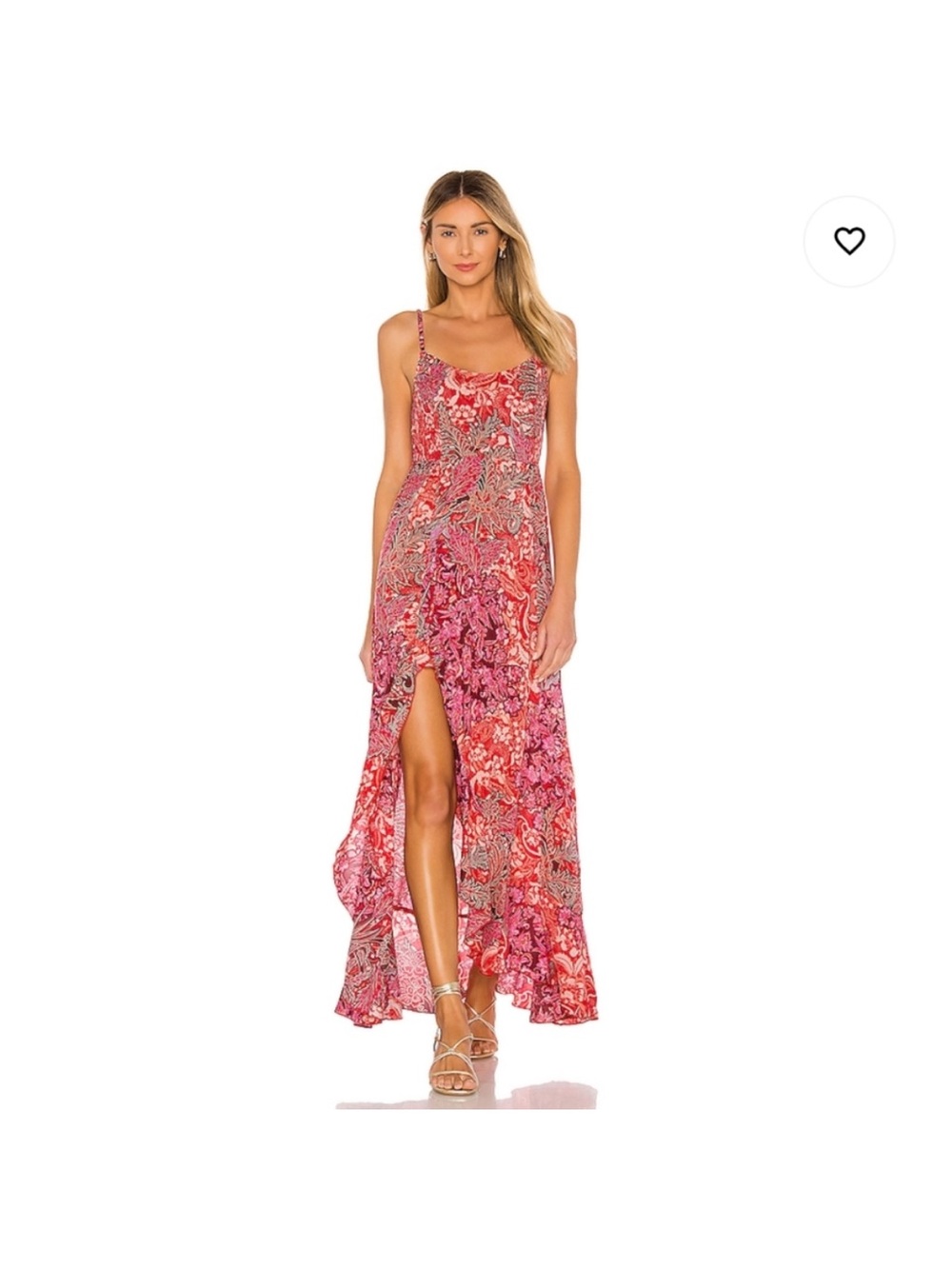 NWOT Free People Forever Yours Smocked Slip Dress Red Combo Size Small